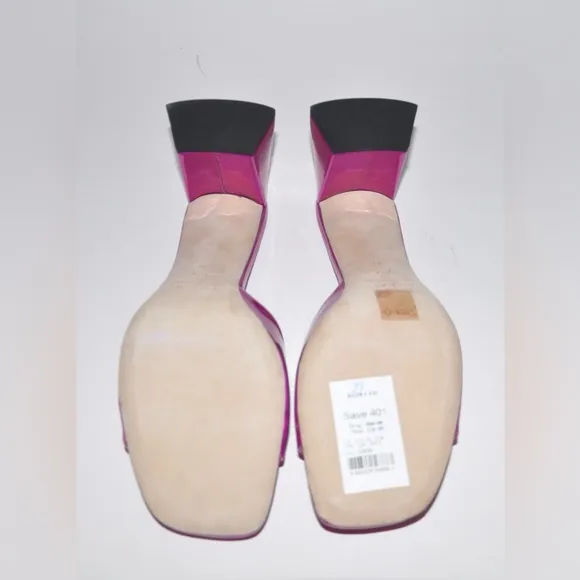 BY FAR Romy Fuscia Square Toe Block Heel Sandals Slide Shoe EU 39 US 9 MSRP $380