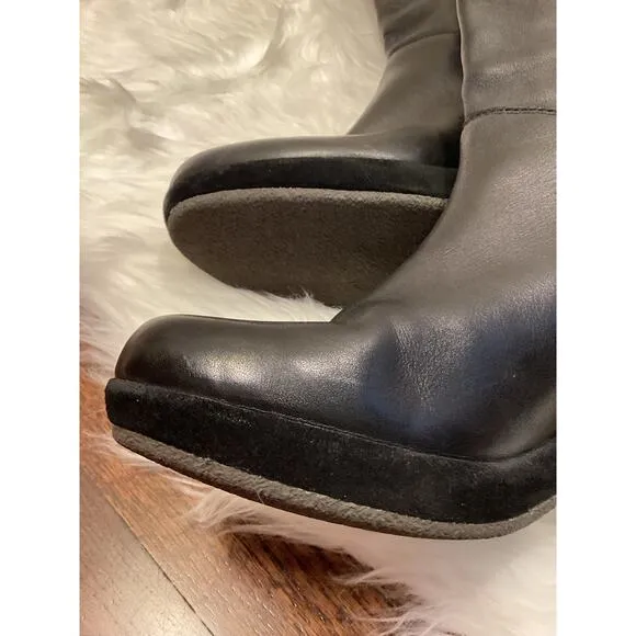 Camper Black Leather Rubber Suede Platform 16&quot; Knee High Heel Boots 41 10 Great!