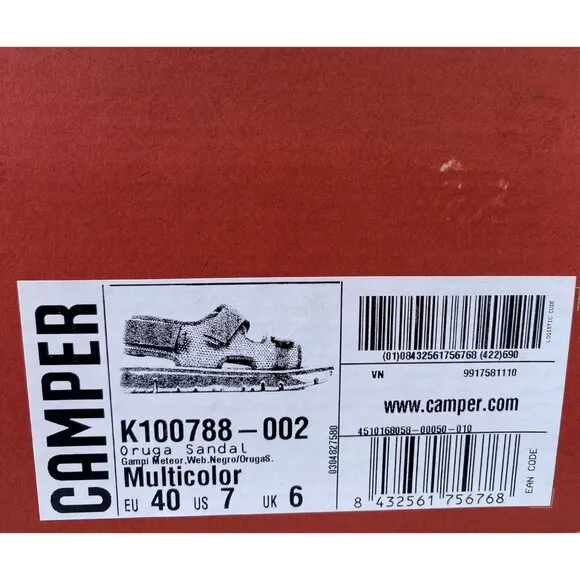 Camper Men's Oruga Open Toe Mesh Sandals Black Size 40 NIB