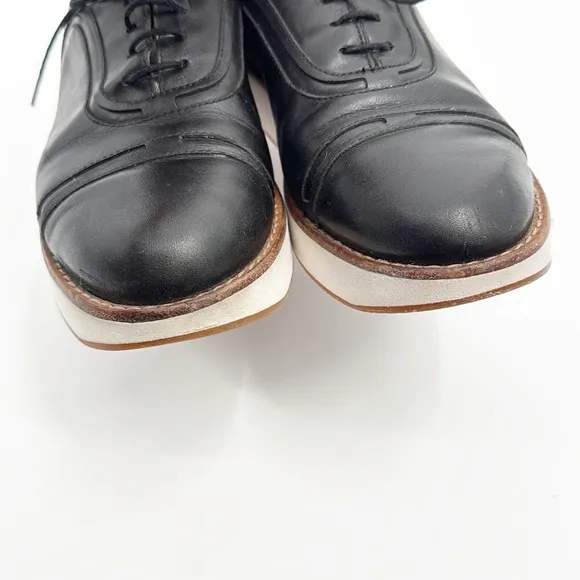 Camper Nepomuk oxfords black leather lace up platform shoes size 38 7.5