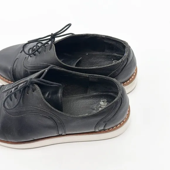 Camper Nepomuk oxfords black leather lace up platform shoes size 38 7.5