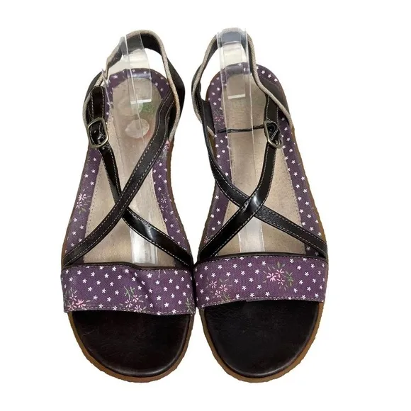 Camper Sandals Brown Leather Cross‎ Straps Floral Print Women Size 7