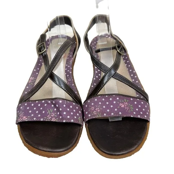 Camper Sandals Brown Leather Cross‎ Straps Floral Print Women Size 7