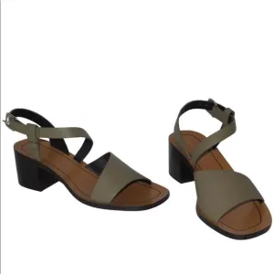 CELINE SAGE GREEN SIDE SANDAL LEATHER SANDALS 55