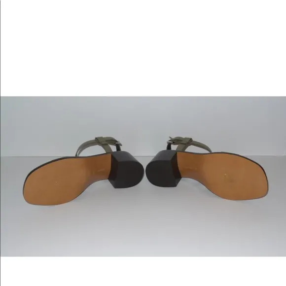 CELINE SAGE GREEN SIDE SANDAL LEATHER SANDALS 55