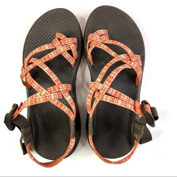 Chaco ZX/2 Yampa sandals orange plaid size 7