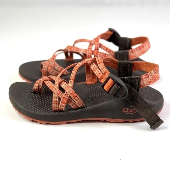 Chaco ZX/2 Yampa sandals orange plaid size 7