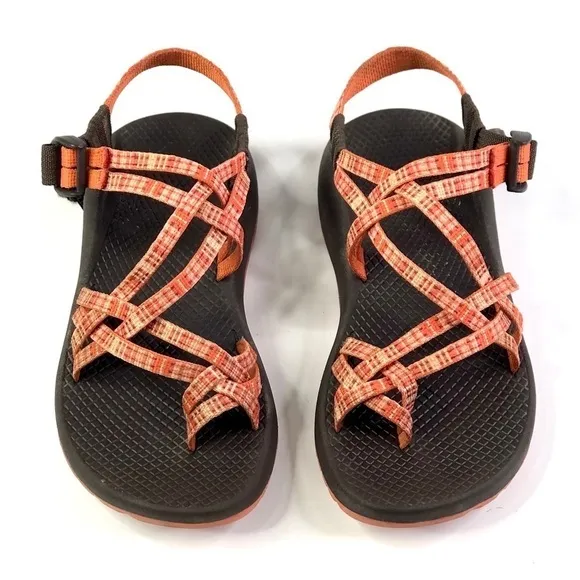 Chaco ZX/2 Yampa sandals orange plaid size 7