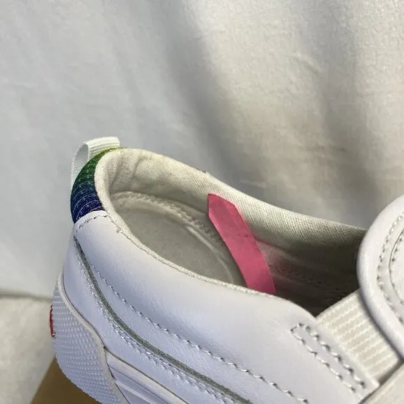 Champion Rally Slip-On Leather Sneakers Shoes Girls Sz 2 White Rainbow CPS10172P