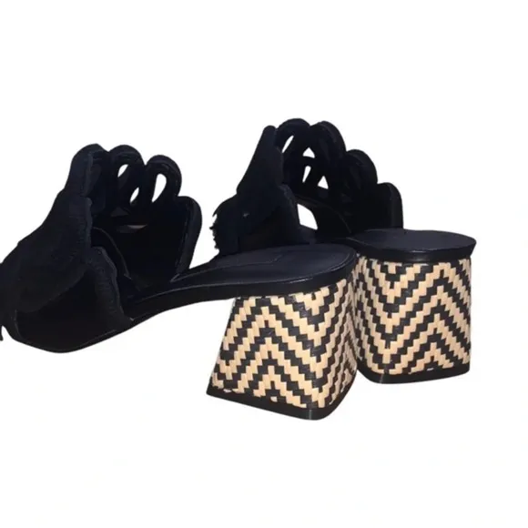 Charles &amp; Keith Chunky Block Heel Woven Sandals Size 7