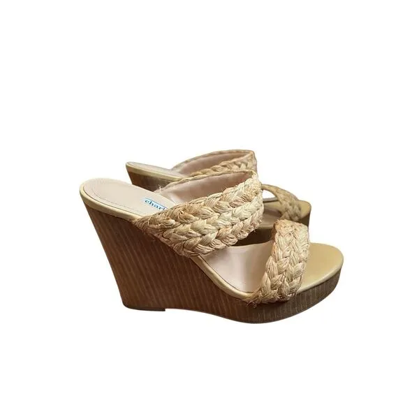 Charles David Women's Tifa Raffia Wedge Sandals sz 7.5