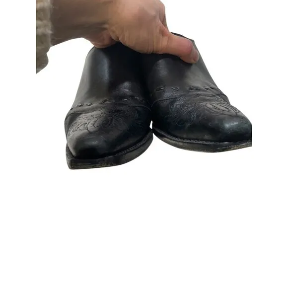 Charlie 1 Horse Black Leather Pointed Toe Mules Womens Heeled Slip-On Shoes 7B