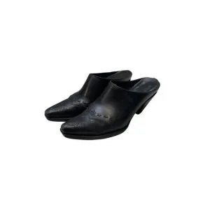 Charlie 1 Horse Black Leather Pointed Toe Mules Womens Heeled Slip-On Shoes 7B