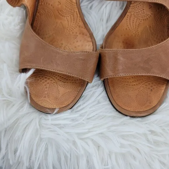 Chi mihara leather dorsay style leather wedge sandals