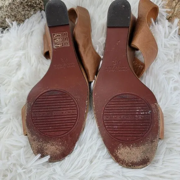 Chi mihara leather dorsay style leather wedge sandals
