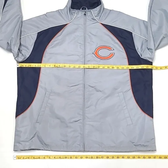Chicago Bears NFL Jacket Full Zipper &quot;C&quot; Logo Water Resistant Coat Wind Breaker