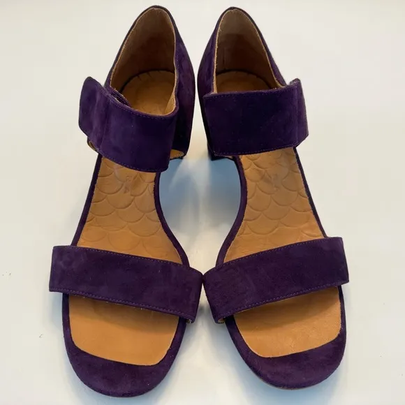 Chie Mihara Leather Suede Purple Sandals Heels Size EU 38.5 US 8.5 Anthropologie