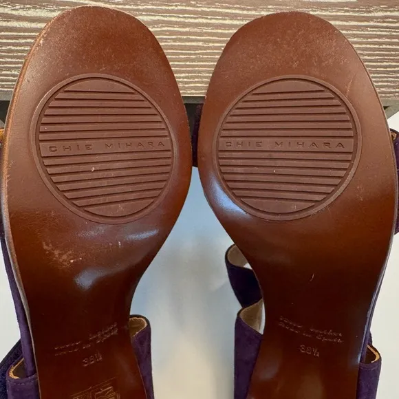 Chie Mihara Leather Suede Purple Sandals Heels Size EU 38.5 US 8.5 Anthropologie