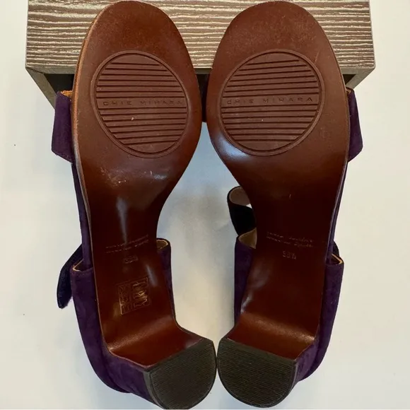 Chie Mihara Leather Suede Purple Sandals Heels Size EU 38.5 US 8.5 Anthropologie