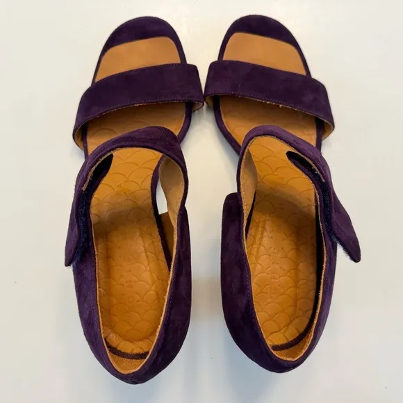 Chie Mihara Leather Suede Purple Sandals Heels Size EU 38.5 US 8.5 Anthropologie