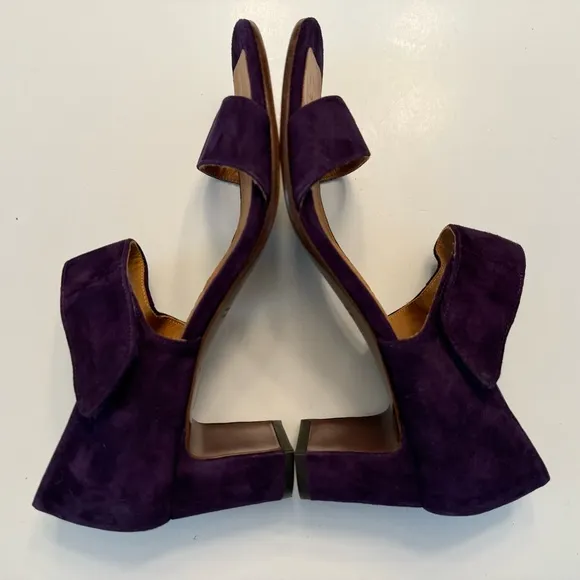 Chie Mihara Leather Suede Purple Sandals Heels Size EU 38.5 US 8.5 Anthropologie