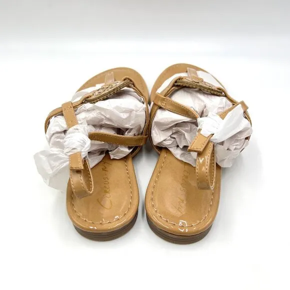 Circus NY Sam Edelman Size 7.5 Tan Beige Ceila Medallion Flat Sandals Shoes