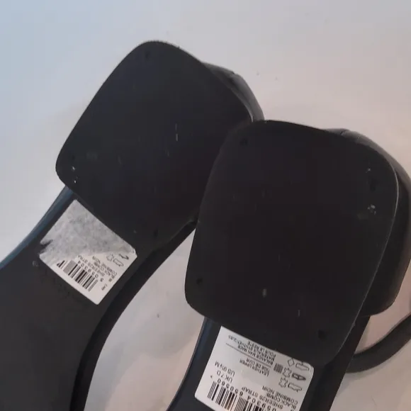 Clarks black leather sandals square toe