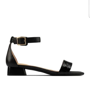 Clarks black leather sandals square toe