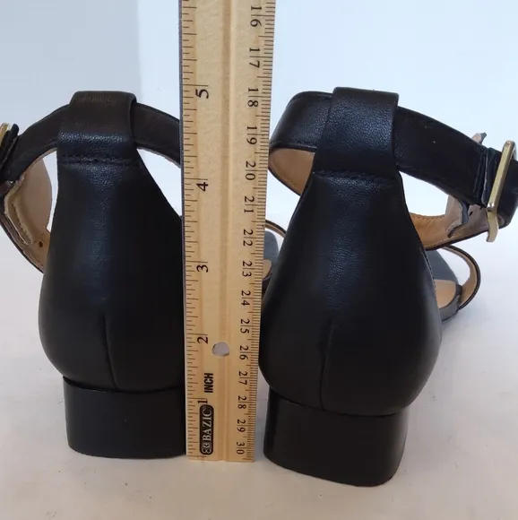 Clarks black leather sandals square toe