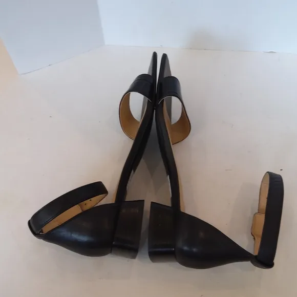 Clarks black leather sandals square toe
