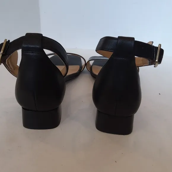 Clarks black leather sandals square toe