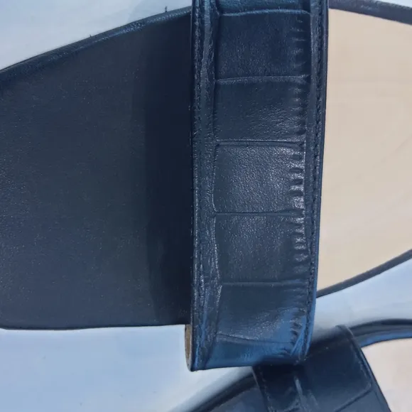 Clarks black leather sandals square toe