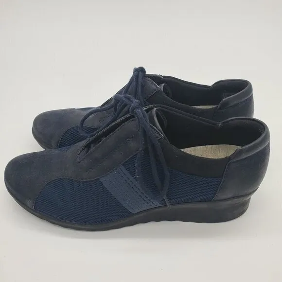𝅺clark's Blue Fabric Cloud Stepper Cushion Comfort Shoes Size 9 NWOT