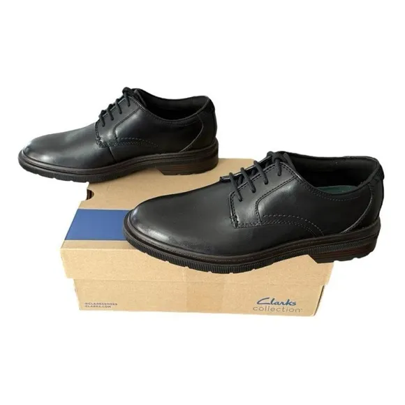 Clarks Burchill Derby Men's Black Leather Shoes Men’s Size 9 Medium
