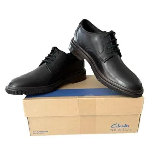 Clarks Burchill Derby Men's Black Leather Shoes Men’s Size 9 Medium