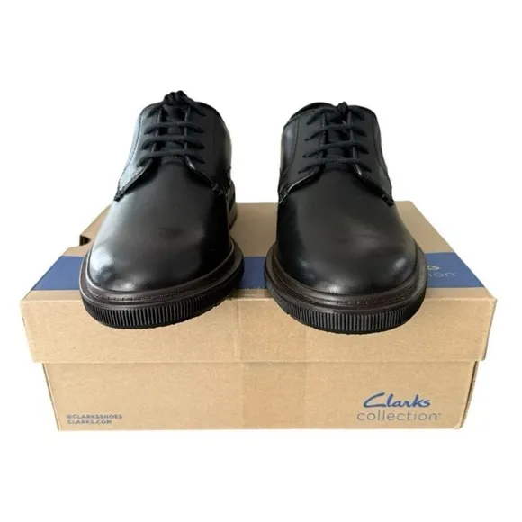Clarks Burchill Derby Men's Black Leather Shoes Men’s Size 9 Medium