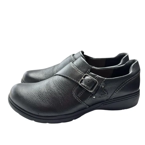 Clarks Carleigh Jazz Women's Size 8.5 Slip On Black Leather Causal Comfort Shoe