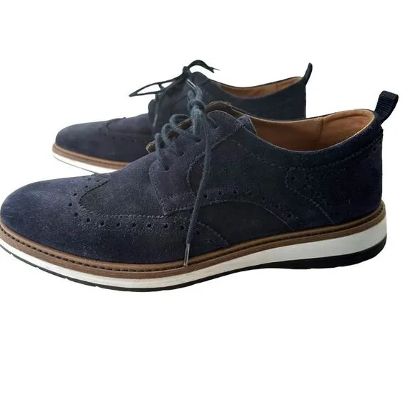 Clarks Chantry Men's Wing Tip Leather Lace Up Casual Comfort Blue Shoes, 7.5