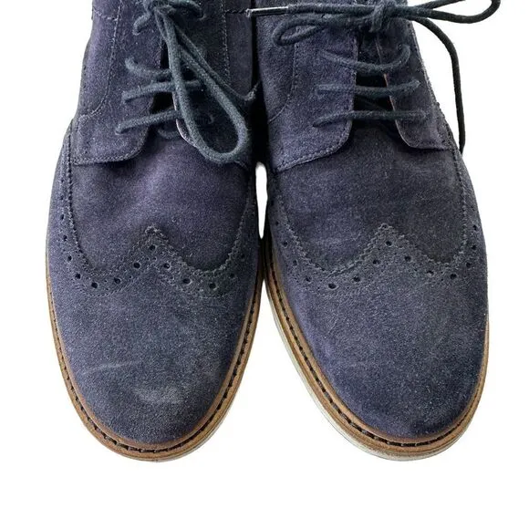 Clarks Chantry Men's Wing Tip Leather Lace Up Casual Comfort Blue Shoes, 7.5