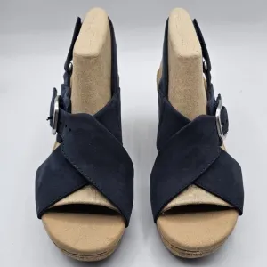 Clarks Collection Giselle Dove Navy Nubuck Sandals