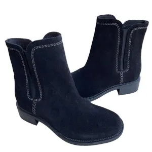 Clarks Collection SIZE 7 Maye Zip Black Suede Leather Ankle Chelsea Boots