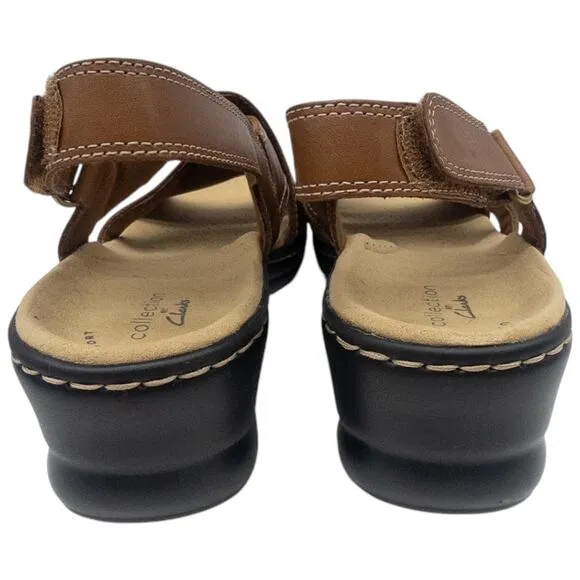 Clarks Lexi Pearl Women's Slingback Wedge Sandals Brown Women's 9