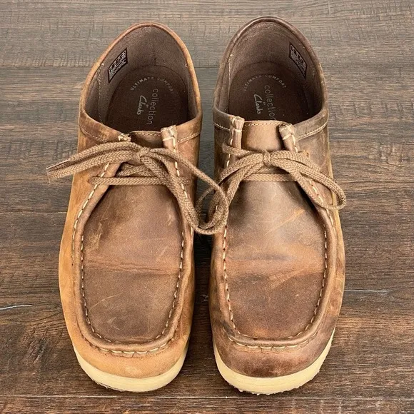 Clarks Stinson Lo Wallaby Shoes‎ size 41.5/8.5 Brown Leather Mock Toe Comfort