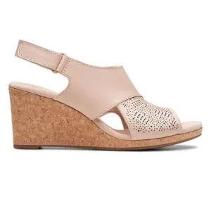 Clarks Women's Lafley Joy Blush Pink Leather Sandals Wedges Shoes 8.5 NEW
