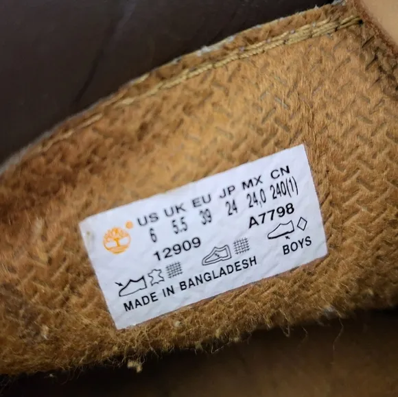 Classic Timberland Waterproof 6&quot; Boots 200 Primaloft Wheat Youth 6 (Women's 7.5)