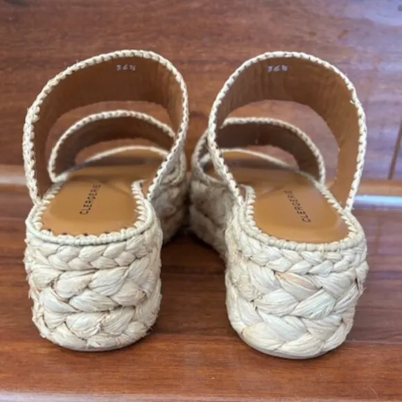 Clergerie Arlene 2 Raffia Platform Slide Sandals