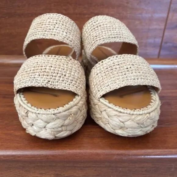 Clergerie Arlene 2 Raffia Platform Slide Sandals