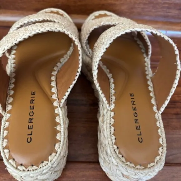 Clergerie Arlene 2 Raffia Platform Slide Sandals