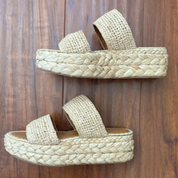 Clergerie Arlene 2 Raffia Platform Slide Sandals