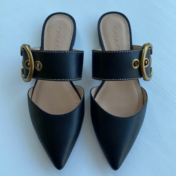 Coach Black Slide Sandals Size 5.5 EUR 36 Verona Mule NWOT